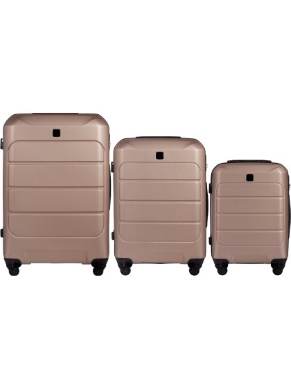 Pezsgőszínű 3 darabos utazóbőrönd szett WINGS GANNET