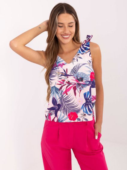 (Méret M) Világos rózsaszín felső trópusi mintával