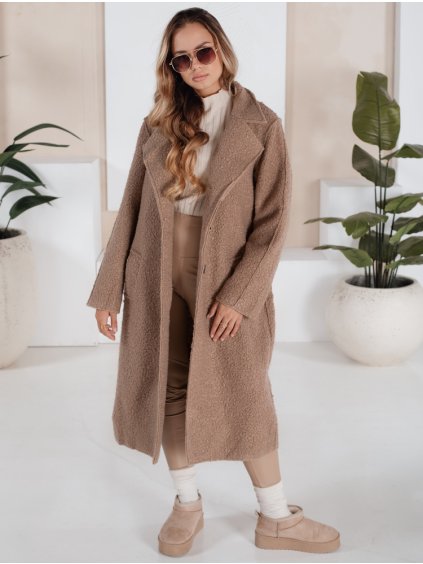 Bézs színű női teddy kabát
