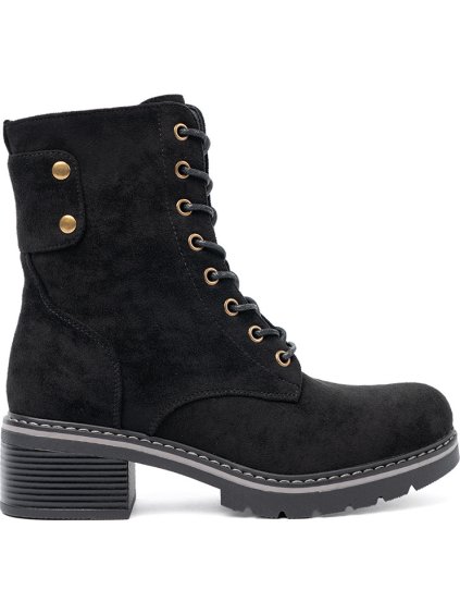 Fekete női fűzős munkáscipő durva talppal