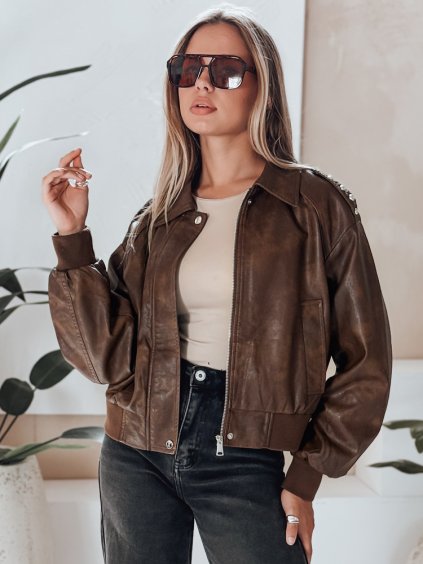 Női barna műbőr bomber