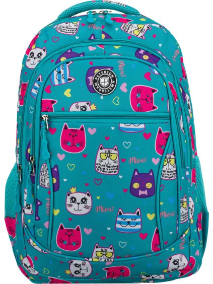 Peterson türkiz iskolatáska aranyos macskákkal