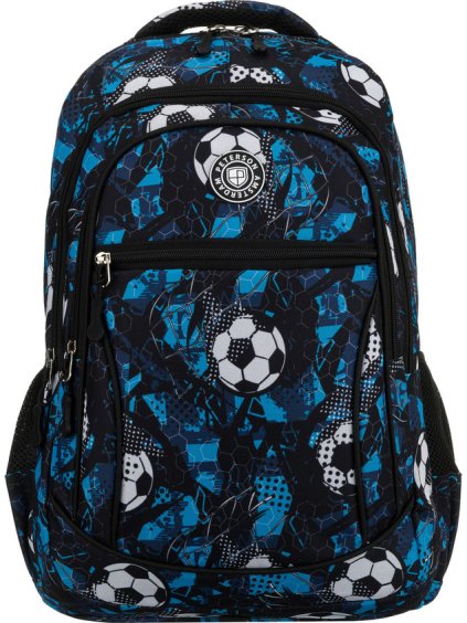 Peterson Kék-fekete iskolai hátizsák futball mintával