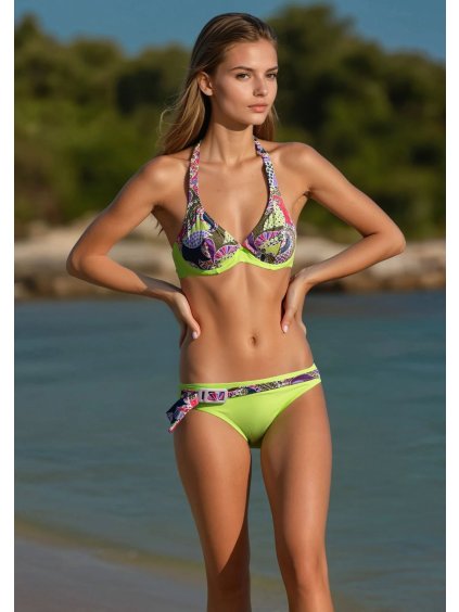 Lime színű női Mintás Atun bikini