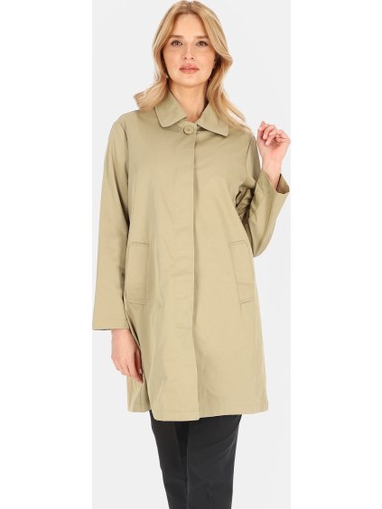 Khaki színű női egysoros kabát  gallérral