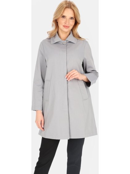Női szürke egysoros kabát gallérral