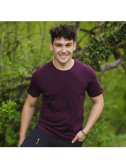 Lila színű, funkcionális merinógyapjú férfi póló
