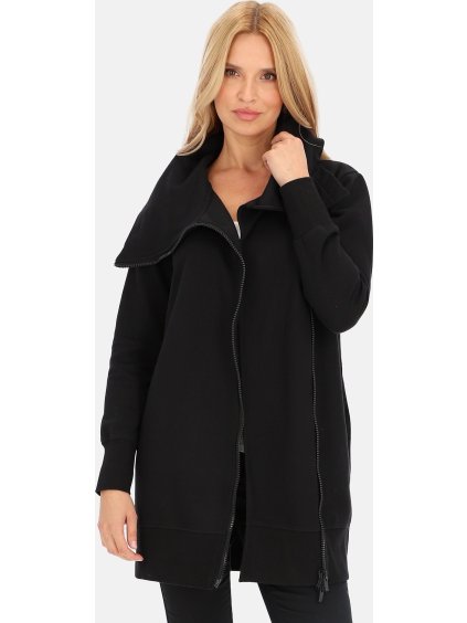 Fekete női kötött kabát cipzárral