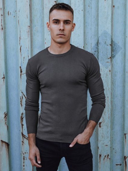 Férfi klasszikus, sötétszürke pulóver