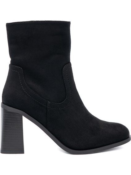 Fekete női bokacsizma magas sarkú cipővel, sarokmagasság 8,5 cm