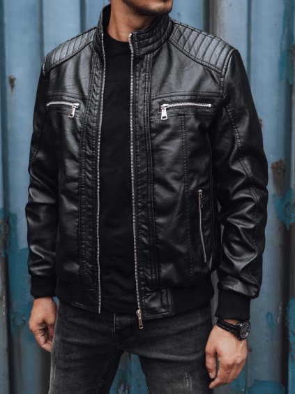 Fekete férfi bőrdzseki