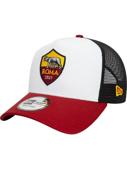 Fehér-fekete-piros férfi sildes sapka New Era E-Frame AS Roma Core Trucker Cap