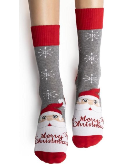 Szürkéspiros női karácsonyi zokni Art.136