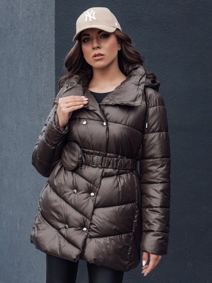 (Méret M) Barna női steppelt kabát BLOOM