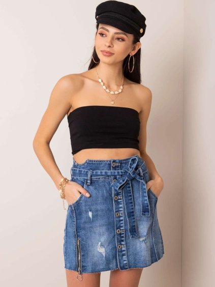 Kék női megköthető farmerszoknya gombokkal