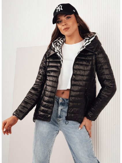 (Méret S) Fekete mintás kétoldalas kabát VANLY