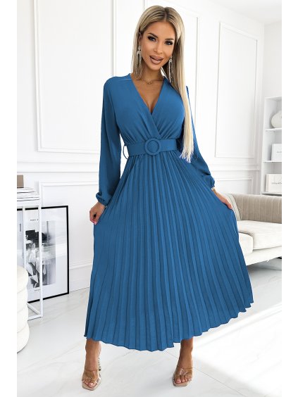 Kék rakott midi ruha VIVIANA