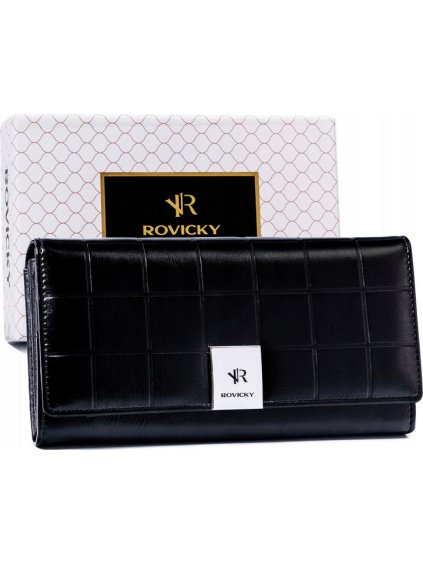 Rovicky fekete mintás bőr pénztárca V200