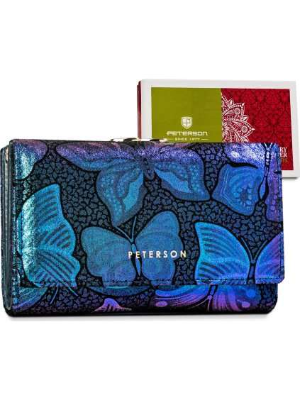 Peterson kék holografikus pénztárca – pillangós Y491