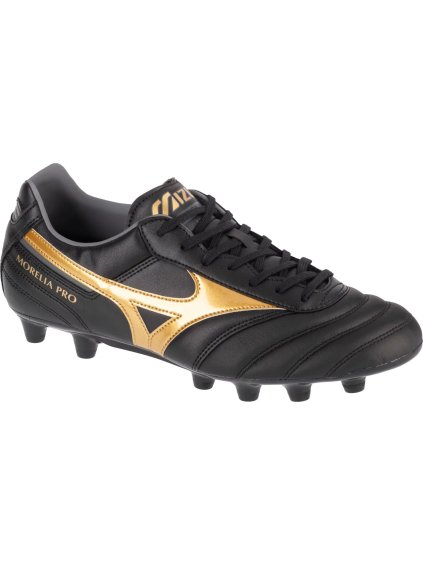 Fekete és arany Mizuno Morelia II Pro FG bőr futballcipő