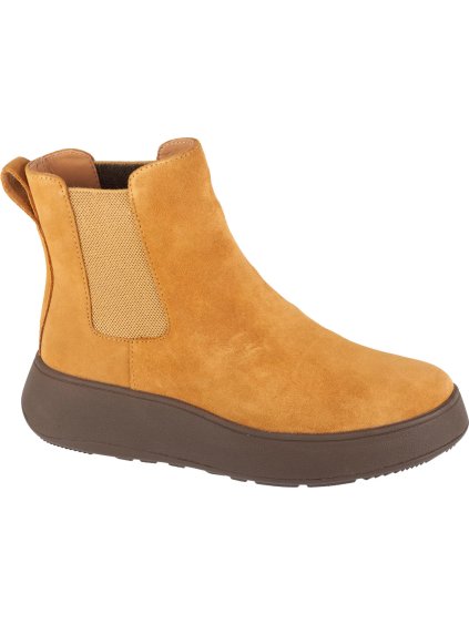 Bézs női FitFlop F-Mode bőr chelsea csizma