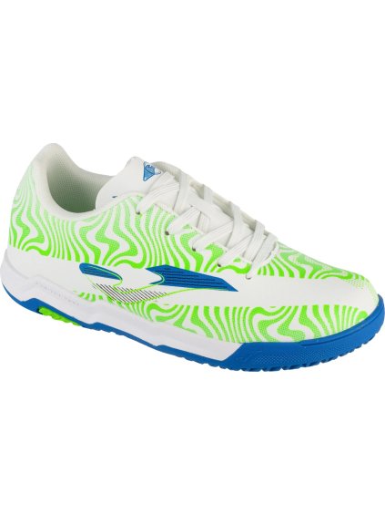 Fehér gyerek teremcipő zöld mintákkal Joma Evolution Jr 2502 IN