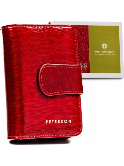 Peterson Red Smooth Glossy Leather Leather Wallet Y205
