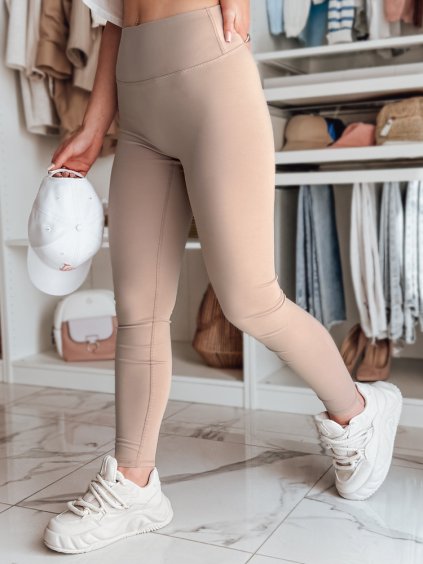 (Méret L) Bézs női leggings magas derékkal ACTIVIS