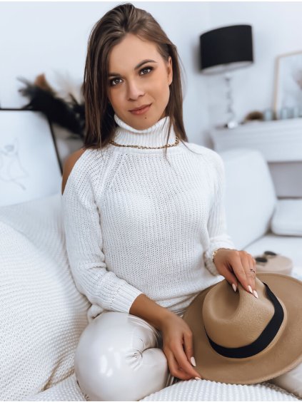 Krémszínű kötött garbó hasított ARIEL (Méret ONE SIZE)