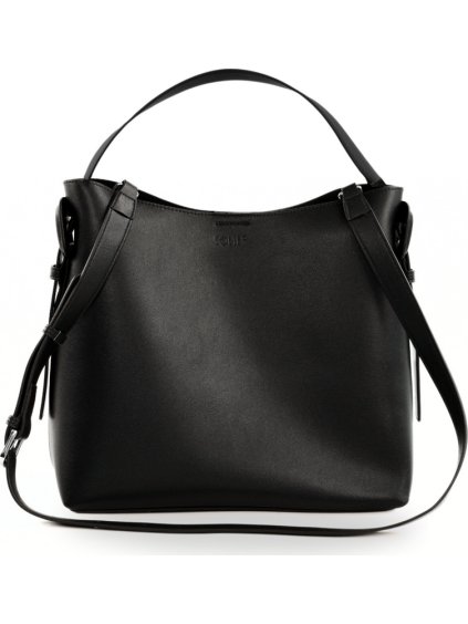Fekete női bőr táska csattal