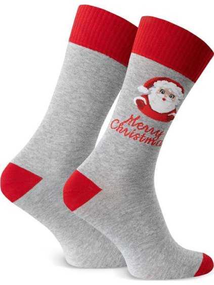 Szürkéspiros férfi karácsonyi zokni Art.136