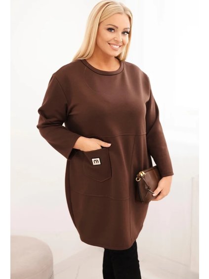 Barna női pulóverruha plus size  viszkózból (Méret ONE SIZE)