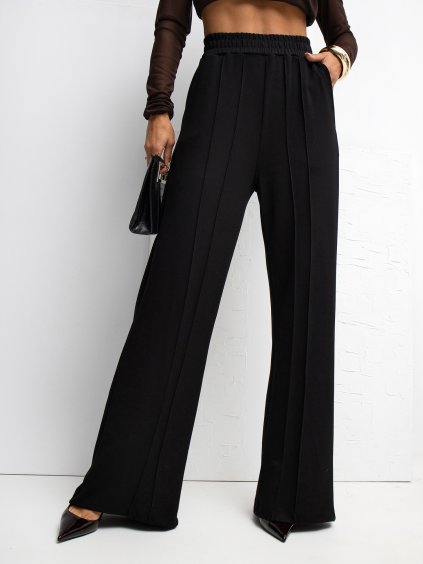 Fekete női viszkóz nadrág varrással