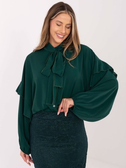 Sötétzöld női oversize oversize ing masnival (Méret ONE SIZE)