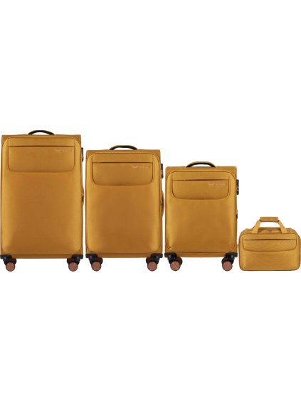 Mustárszínű utazóbőrönd és kézipoggyász szett TRN01