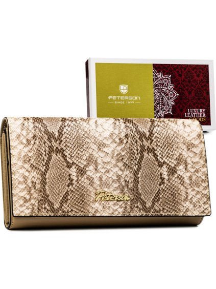 Peterson bézs kígyómintás bőr pénztárca Y453