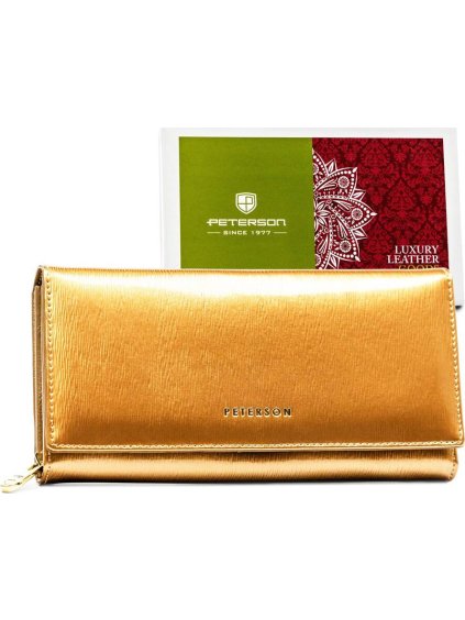 Peterson elegáns arany nagy női valódi bőr pénztárca Y721