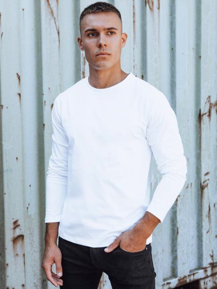 Férfi basicbasic póló S hosszú ujjú fehér (Méret S)