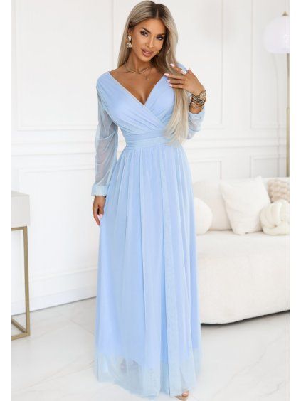 Numoco Basicbasic nőiNői maxi ruha S tüll ujjúujjú világoskék (Méret ONE SIZE)