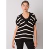 Fekete-fehér női kötött mellény csíkokkal