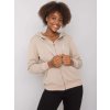 Bézs színű női cipzáras kapucnis pulóver