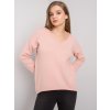 Világosrózsaszín pulóver V-alakú nyakkivágással