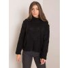 Fekete női pulóver állógallérral