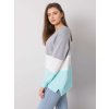 Menta-szürke női pulóver nyakkivágással
