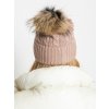 Női púder színű sapka pompommal