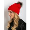 Piros női sapka pompommal