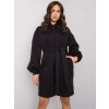 Raella fekete pulóver ruha kapucnival és övvel