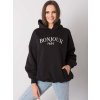 Fekete női oversize pulóver kapucnival