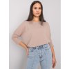 Bézs női 3/4-es ujjú oversize póló