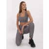 Szürke női sportos felső és leggings szett